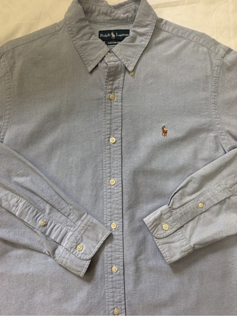 Ralph Lauren Men's Cotton Woven Button Down Custom Fit Blue Size Large - Picture 3 of 5